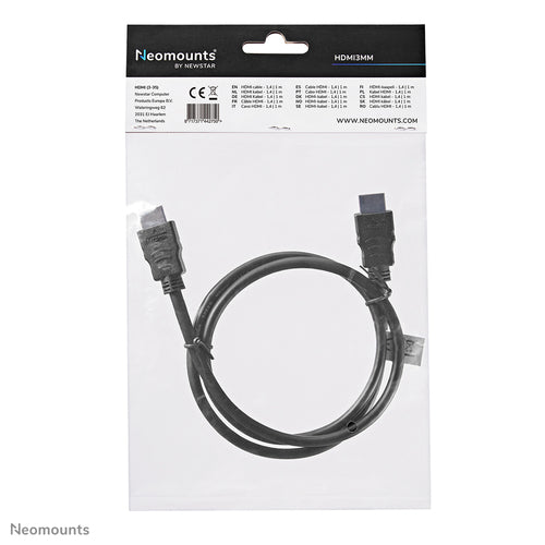 Neomounts HDMI3MM HDMI kabel - 1 meter, Zwart, Kunststof, 60 g, 250 mm, 3 mm, 300 mm