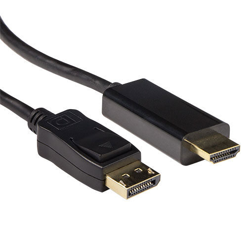 ACT Verloopkabel DisplayPort male naar HDMI-A male 3,00 m, 3 m, DisplayPort, HDMI, Zwart, Mannelijk/Mannelijk