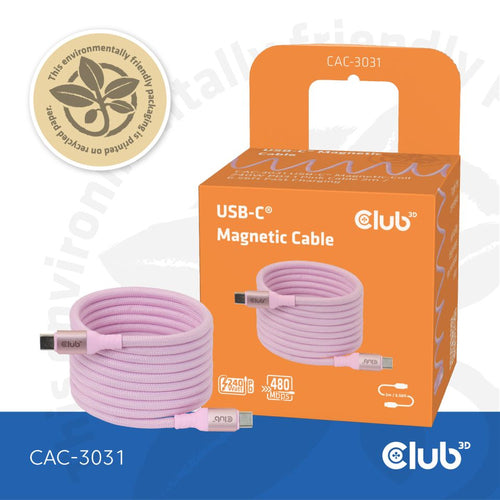 USB C, CLUB3D CAC-3031, 2 m, USB C, USB 2.0, Roze