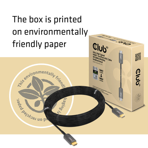 CLUB3D Ultra High Speed ââHDMI 2.1⢠gecertificeerde AOC-kabel 4K120Hz/8K60Hz Unidirectioneel M/M 15m, 15 m, HDMI Type A (Standaard), HDMI Type A (Standaard), Audio Return Channel (ARC), Zwart