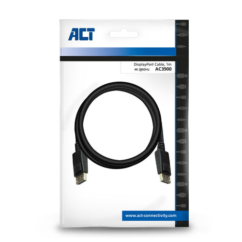 ACT 1 meter DisplayPort kabel male - male, 1 m, DisplayPort, DisplayPort, Mannelijk, Mannelijk, 3840 x 2160 Pixels