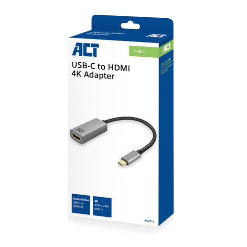 ACT USB-C naar HDMI adapter, 3.2 Gen 1 (3.1 Gen 1), USB Type-C, HDMI-uitgang, 4096 x 2160 Pixels