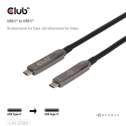 CLUB3D 15M Full-Feature USB-C® Cable / 49.21ft 8K60Hz 10Gbps 60W, USB C, USB C