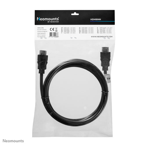 Neomounts HDMI6MM HDMI kabel - 1.8 meter, Zwart, Kunststof, 90 g, 320 mm, 5 mm, 300 mm