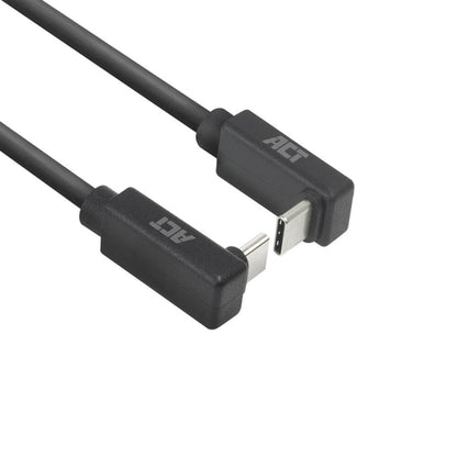 ACT USB 3.0 10Gbps 60W USB Type-C (haaks boven/beneden) naar USB Type-C (haaks boven/beneden) kabel, 1 meter, 1 m, USB C, USB C, USB 3.2 Gen 2 (3.1 Gen 2), 10 Gbit/s, Zwart