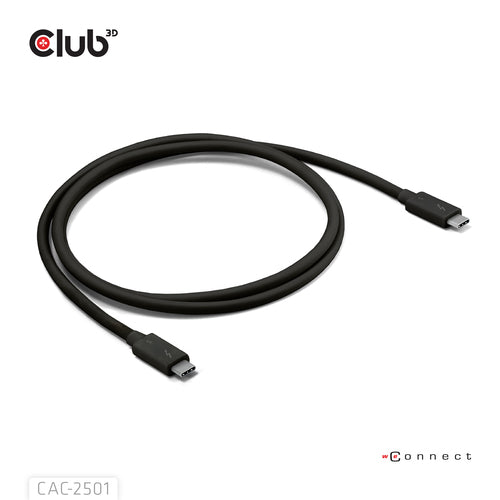 CLUB3D Thunderboltâ¢ 5 Gecertificeerd 8K240Hz 80/120 Gbps EPR 240 Watt Kabel M/M 1m, Man, Man, 1 m, Zwart, 120 Gbit/s, 2 g