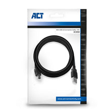 ACT USB 2.0 aansluitkabel A male - mini B male 1,8 meter, 1,8 m, USB A, Mini-USB B, USB 2.0, 0,48 Gbit/s, Zwart