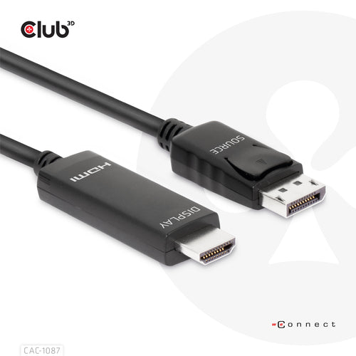 CLUB3D DisplayPort 1.4 to HDMI 4K120Hz or 8K60Hz HDR10 Cable M/M 3m/9.84ft, 3 m, DisplayPort, HDMI, Mannelijk, Mannelijk, Recht