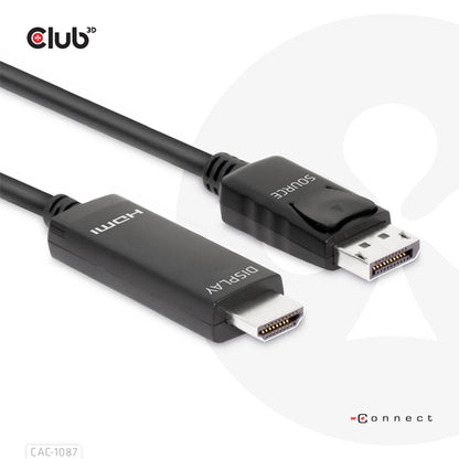CLUB3D DisplayPort 1.4 to HDMI 4K120Hz or 8K60Hz HDR10 Cable M/M 3m/9.84ft, 3 m, DisplayPort, HDMI, Mannelijk, Mannelijk, Recht