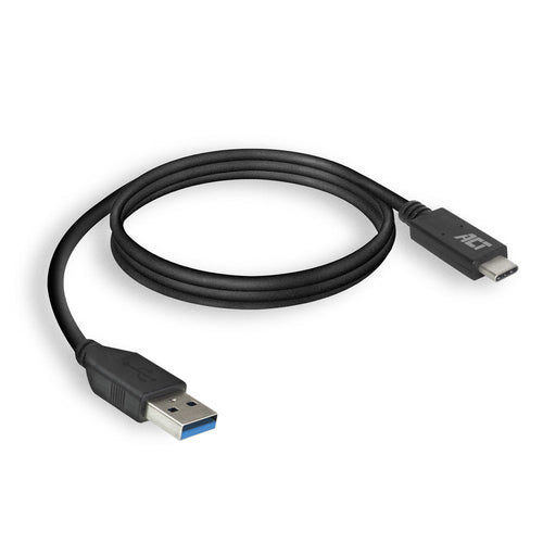 ACT USB 3.0 kabel, USB-A naar USB-C, 2 meter, 2 m, USB C, USB A, USB 3.2 Gen 1 (3.1 Gen 1), 5 Gbit/s, Zwart