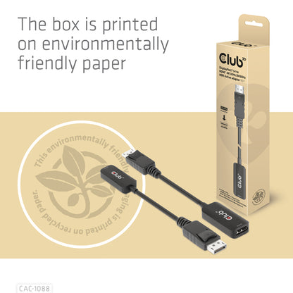 CLUB3D DisplayPort1.4 to HDMI 4K120Hz/8K60Hz HDR Active adapter M/F, 0,21 m, DisplayPort, HDMI, Mannelijk, Vrouwelijk, Recht