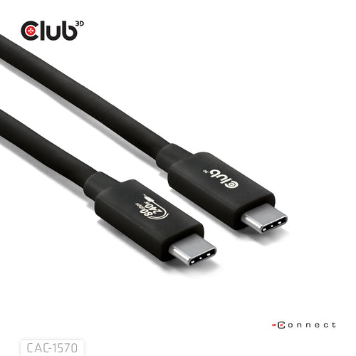 CLUB3D USB 80Gbps Certified 240W 8K240Hz Type-CÂ® 1.2m / 3.94ft Black Cable, 2 g, 45 g, 10 g, 225 g, 8544 4290