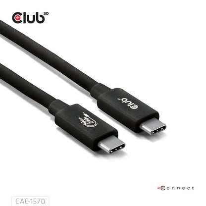CLUB3D USB 80Gbps Certified 240W 8K240Hz Type-CÂ® 1.2m / 3.94ft Black Cable, 2 g, 45 g, 10 g, 225 g, 8544 4290