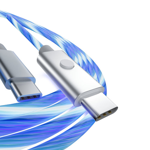 Oniverse ONICAB1-CTYPEC2-LED, 2 m, USB A, USB C, Blauw, Zilver