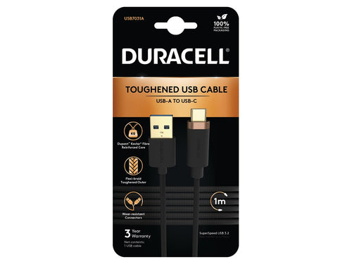 Duracell USB7031A, Zwart, 5 mm, 1000 mm, 5 mm, 67 g, 105 mm