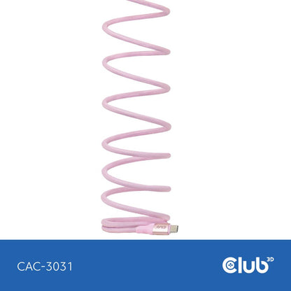 USB C, CLUB3D CAC-3031, 2 m, USB C, USB 2.0, Roze