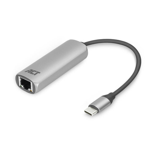ACT USB-C Gigabit ethernet adapter, Bedraad, USB Type-C, Ethernet, 1000 Mbit/s, Zilver