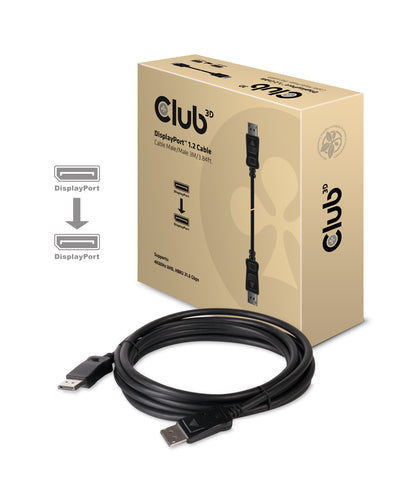 CLUB3D Displayport 1.2 Cable M/M 3Meter 4K60Hz 21.6Gbps, 3 m, DisplayPort, DisplayPort, Mannelijk, Mannelijk, 3840 x 2160 Pixels