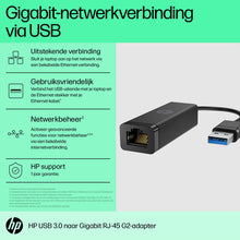 HP USB 3.0-naar-Gigabit RJ45-adapter G2, Bedraad, USB, Ethernet