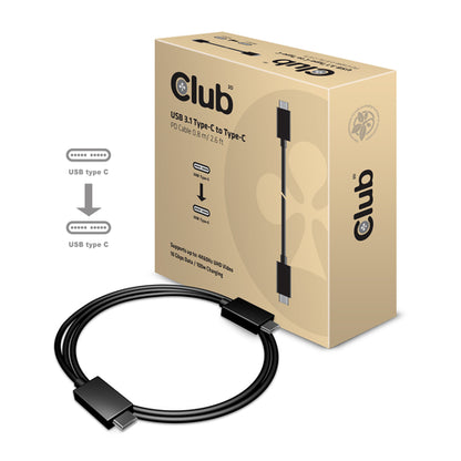 CLUB3D USB Type-C Gen 2 actieve kabel - 4K60Hz, 10Gbps(data) Opladen op 100W M/V 1 m ook geschikt voor Apple Macs, 1 m, USB C, USB C, USB 3.2 Gen 2 (3.1 Gen 2), Mannelijk/Mannelijk, Zwart