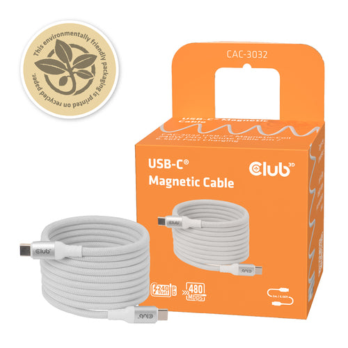CLUB3D CLUB 3D USB-C Magnetic-Coil kabel Wit, USB C, USB C