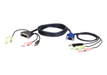 ATEN 2L-7DX2U, 1,8 m, VGA (D-Sub) + 3.5mm + USB Type-A, DVI-I + 3.5mm + USB Type-B, Mannelijk, Mannelijk, Zwart, Groen, Roze