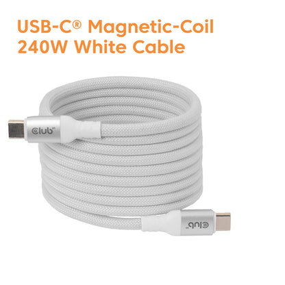CLUB3D CLUB 3D USB-C Magnetic-Coil kabel Wit, USB C, USB C