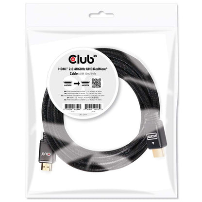 CLUB3D HDMI 2.0 4K60Hz UHD RedMere Kabel 15 meter, 15 m, HDMI Type A (Standaard), HDMI Type A (Standaard), 3D, 18 Gbit/s, Zwart
