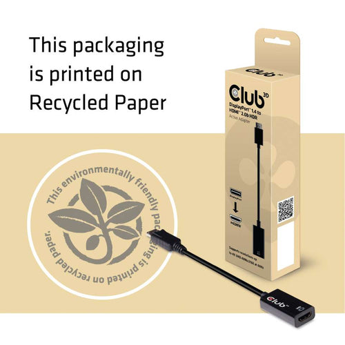 CLUB3D DisplayPort 1.4 to HDMI 2.0b HDR Active Adapter, DisplayPort 1.4, HDMI 2.0b, Zwart