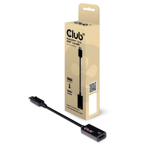 CLUB3D DisplayPort 1.4 to HDMI 2.0b HDR Active Adapter, DisplayPort 1.4, HDMI 2.0b, Zwart