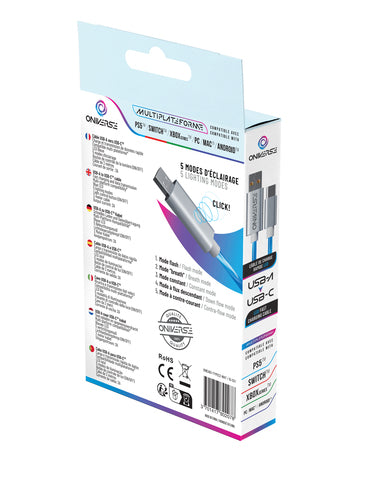 Oniverse ONICAB1-TYPEC2-WHT, 2 m, Micro-USB A, USB C, Wit