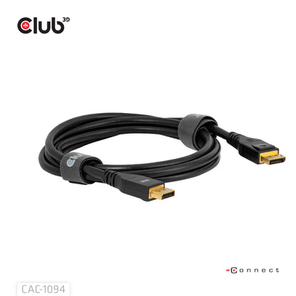 CLUB3D DisplayPortâ¢ 2.1 VESA DP80 Gecertificeerd Kabel 8K240Hz 2m/6.56ft, 2 m, DisplayPort, DisplayPort, Mannelijk, Mannelijk, 15360 x 8640 Pixels