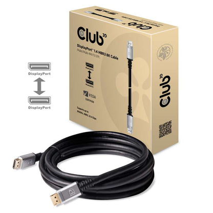 CLUB3D DisplayPort 1.4 HBR3 8K Kabel M/M 4meter, 4 m, DisplayPort, DisplayPort, Mannelijk, Mannelijk, 7680 x 4320 Pixels