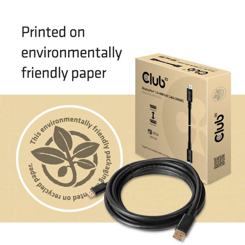 CLUB3D DisplayPort 1.4 HBR3 8K Kabel M/M 4meter, 4 m, DisplayPort, DisplayPort, Mannelijk, Mannelijk, 7680 x 4320 Pixels