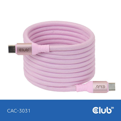 USB C, CLUB3D CAC-3031, 2 m, USB C, USB 2.0, Roze