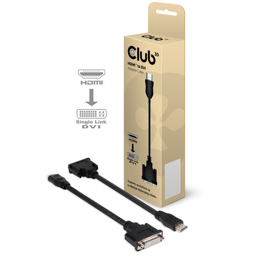 CLUB3D HDMI to DVI Single Link Passive Adapter, 0,40 m, HDMI, DVI, Mannelijk, Vrouwelijk, 1920 x 1200 Pixels