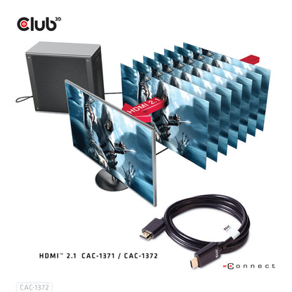 CLUB3D Ultra High Speed HDMI 4K120Hz, 144Hz Certified Cable 48Gbps M/M 2 m / 6.56 ft, 2 m, HDMI Type A (Standaard), HDMI Type A (Standaard), 10240 x 4320 Pixels, 3D, Zwart