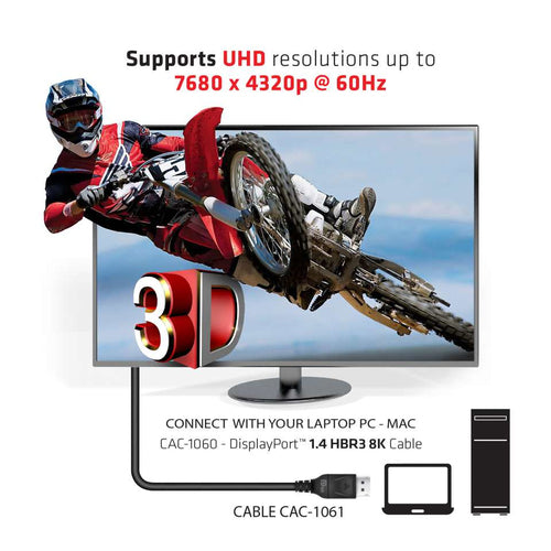 CLUB3D DisplayPort 1.4 HBR3 8K Kabel M/M 5 meter, 5 m, DisplayPort, DisplayPort, Mannelijk, Mannelijk, 7680 x 4320 Pixels