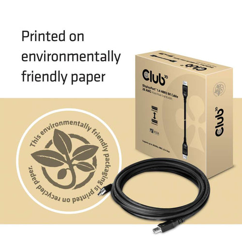 CLUB3D DisplayPort 1.4 HBR3 8K Kabel M/M 5 meter, 5 m, DisplayPort, DisplayPort, Mannelijk, Mannelijk, 7680 x 4320 Pixels