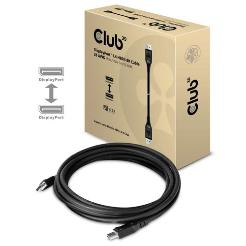 CLUB3D DisplayPort 1.4 HBR3 8K Kabel M/M 5 meter, 5 m, DisplayPort, DisplayPort, Mannelijk, Mannelijk, 7680 x 4320 Pixels
