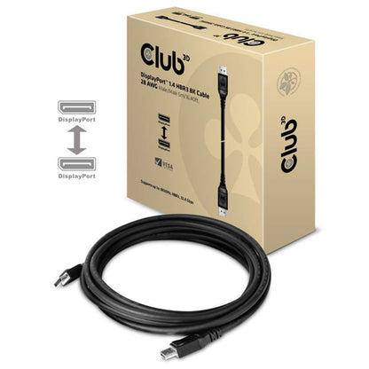 CLUB3D DisplayPort 1.4 HBR3 8K Kabel M/M 5 meter, 5 m, DisplayPort, DisplayPort, Mannelijk, Mannelijk, 7680 x 4320 Pixels