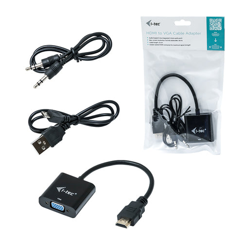 i-tec HDMI2VGAADA, 0,15 m, HDMI, VGA, Mannelijk, Vrouwelijk, 1920 x 1080 Pixels