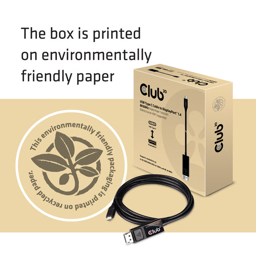 CLUB3D USB Type C Cable naar DP 1.4 8K60Hz M/M 1.8m, USB C, Displayport 1.4, 1,8 m, Zwart