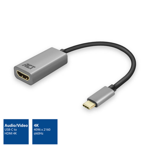ACT USB-C naar HDMI adapter, 3.2 Gen 1 (3.1 Gen 1), USB Type-C, HDMI-uitgang, 4096 x 2160 Pixels