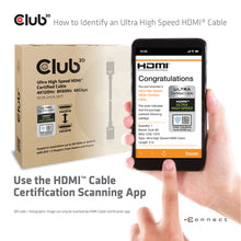 CLUB3D Ultra High Speed ââHDMIâ¢2.1 gecertificeerde kabel 4K120Hz, 8K60Hz 48Gbps M/V 3 meter, 3 m, HDMI, HDMI, 48 Gbit/s, Zwart