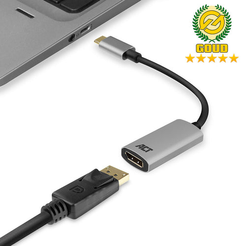 ACT USB-C naar DisplayPort adapter, 0,15 m, USB Type-C, DisplayPort, Mannelijk, Vrouwelijk, Recht