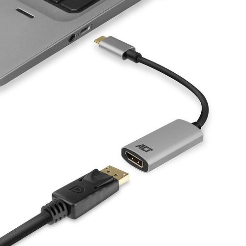 ACT USB-C naar DisplayPort adapter, 0,15 m, USB Type-C, DisplayPort, Mannelijk, Vrouwelijk, Recht