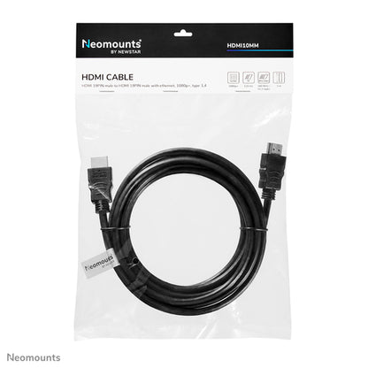 Neomounts HDMI10MM HDMI kabel - 3 meter, Zwart, Kunststof, 140 g, 290 mm, 7 mm, 300 mm