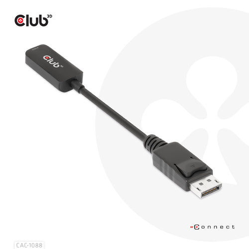 CLUB3D DisplayPort1.4 to HDMI 4K120Hz/8K60Hz HDR Active adapter M/F, 0,21 m, DisplayPort, HDMI, Mannelijk, Vrouwelijk, Recht