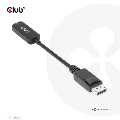 CLUB3D DisplayPort1.4 to HDMI 4K120Hz/8K60Hz HDR Active adapter M/F, 0,21 m, DisplayPort, HDMI, Mannelijk, Vrouwelijk, Recht